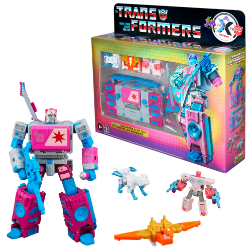 Transformers Jem and the Holograms Autobot Blaster & KP Glit, KP Sundor, and KP Rosanna